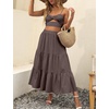 image:imageANRABESS Womens Summer Boho Flowy Swing Tiered ALine Maxi Skirt 2026 Fashion Trendy Elastic Waist Pleated Long Beach DressCoffee