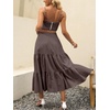 image:imageANRABESS Womens Summer Boho Flowy Swing Tiered ALine Maxi Skirt 2026 Fashion Trendy Elastic Waist Pleated Long Beach DressCoffee