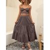 image:imageANRABESS Womens Summer Boho Flowy Swing Tiered ALine Maxi Skirt 2026 Fashion Trendy Elastic Waist Pleated Long Beach DressCoffee