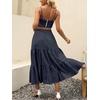 image:imageANRABESS Womens Summer Boho Flowy Swing Tiered ALine Maxi Skirt 2026 Fashion Trendy Elastic Waist Pleated Long Beach DressDark Navy Blue