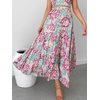 image:imageANRABESS Womens Summer Boho Flowy Swing Tiered ALine Maxi Skirt 2026 Fashion Trendy Elastic Waist Pleated Long Beach DressFloral 03