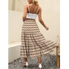 image:imageANRABESS Womens Summer Boho Flowy Swing Tiered ALine Maxi Skirt 2026 Fashion Trendy Elastic Waist Pleated Long Beach DressFloral Beige Brown