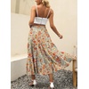 image:imageANRABESS Womens Summer Boho Flowy Swing Tiered ALine Maxi Skirt 2026 Fashion Trendy Elastic Waist Pleated Long Beach DressFloral Orange Red