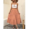 image:imageANRABESS Womens Summer Boho Flowy Swing Tiered ALine Maxi Skirt 2026 Fashion Trendy Elastic Waist Pleated Long Beach DressFloral Yellow Purple