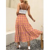 image:imageANRABESS Womens Summer Boho Flowy Swing Tiered ALine Maxi Skirt 2026 Fashion Trendy Elastic Waist Pleated Long Beach DressFloral Yellow Purple