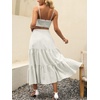 image:imageANRABESS Womens Summer Boho Flowy Swing Tiered ALine Maxi Skirt 2026 Fashion Trendy Elastic Waist Pleated Long Beach DressGray