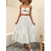 image:imageANRABESS Womens Summer Boho Flowy Swing Tiered ALine Maxi Skirt 2026 Fashion Trendy Elastic Waist Pleated Long Beach DressGray