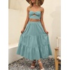 image:imageANRABESS Womens Summer Boho Flowy Swing Tiered ALine Maxi Skirt 2026 Fashion Trendy Elastic Waist Pleated Long Beach DressLake