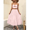 image:imageANRABESS Womens Summer Boho Flowy Swing Tiered ALine Maxi Skirt 2026 Fashion Trendy Elastic Waist Pleated Long Beach DressLight Pink