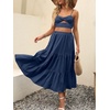 image:imageANRABESS Womens Summer Boho Flowy Swing Tiered ALine Maxi Skirt 2026 Fashion Trendy Elastic Waist Pleated Long Beach DressNavy Blue