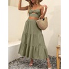 image:imageANRABESS Womens Summer Boho Flowy Swing Tiered ALine Maxi Skirt 2026 Fashion Trendy Elastic Waist Pleated Long Beach DressOlive