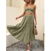 image:imageANRABESS Womens Summer Boho Flowy Swing Tiered ALine Maxi Skirt 2026 Fashion Trendy Elastic Waist Pleated Long Beach DressOlive