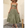 image:imageANRABESS Womens Summer Boho Flowy Swing Tiered ALine Maxi Skirt 2026 Fashion Trendy Elastic Waist Pleated Long Beach DressOlive