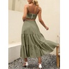 image:imageANRABESS Womens Summer Boho Flowy Swing Tiered ALine Maxi Skirt 2026 Fashion Trendy Elastic Waist Pleated Long Beach DressOlive