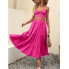 image:imageANRABESS Womens Summer Boho Flowy Swing Tiered ALine Maxi Skirt 2026 Fashion Trendy Elastic Waist Pleated Long Beach DressRose