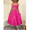 image:imageANRABESS Womens Summer Boho Flowy Swing Tiered ALine Maxi Skirt 2026 Fashion Trendy Elastic Waist Pleated Long Beach DressRose
