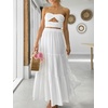image:imageANRABESS Womens Summer Boho Flowy Swing Tiered ALine Maxi Skirt 2026 Fashion Trendy Elastic Waist Pleated Long Beach DressWhite