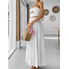 image:imageANRABESS Womens Summer Boho Flowy Swing Tiered ALine Maxi Skirt 2026 Fashion Trendy Elastic Waist Pleated Long Beach DressWhite