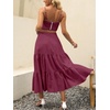 image:imageANRABESS Womens Summer Boho Flowy Swing Tiered ALine Maxi Skirt 2026 Fashion Trendy Elastic Waist Pleated Long Beach DressWine Red
