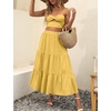 image:imageANRABESS Womens Summer Boho Flowy Swing Tiered ALine Maxi Skirt 2026 Fashion Trendy Elastic Waist Pleated Long Beach DressYellow