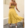 image:imageANRABESS Womens Summer Boho Flowy Swing Tiered ALine Maxi Skirt 2026 Fashion Trendy Elastic Waist Pleated Long Beach DressYellow