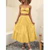 image:imageANRABESS Womens Summer Boho Flowy Swing Tiered ALine Maxi Skirt 2026 Fashion Trendy Elastic Waist Pleated Long Beach DressYellow