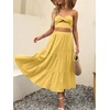 image:imageANRABESS Womens Summer Boho Flowy Swing Tiered ALine Maxi Skirt 2026 Fashion Trendy Elastic Waist Pleated Long Beach DressYellow