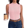 image:imageANRABESS Mock Neck Tank Tops for Women Ribbed Knit Sleeveless Top Slim Fit 2026 Summer Casual Basic Layer ShirtsBright Pink