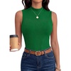 image:imageANRABESS Mock Neck Tank Tops for Women Ribbed Knit Sleeveless Top Slim Fit 2026 Summer Casual Basic Layer ShirtsGreen
