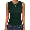 image:imageANRABESS Ribbed Tank Tops for Women Crew Neck Ruffle Sweater Vest Cute Sleeveless Shirts 2026 Summer Business Casual OutfitsDeep Green