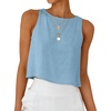 image:imageANRABESS Women Crop Tank Tops High Neck Sleeveless Shirts 2026 Summer Outfits Casual Blouse Beach Vacation ClothesBright Blue