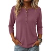 image:imageANRABESS Womens 34 Sleeve Length Waffle Knit Tops Dressy Casual V Neck Button Henley Shirts 2026 Spring Basic Tee ClothesMauve