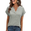 image:imageANRABESS Womens Short Sleeve Henley Shirts V Neck Summer Sweaters 2026 Spring Business Tunic Tops Dressy Casual Work BlousesGreen