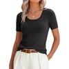 image:imageANRABESS Womens Short Sleeve Sweaters Wool Blend Summer Scoop Neck Casual Business Knit Shirts Slim Fit Work Tops OutfitsBlack