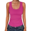 image:imageANRABESS Womens Sleeveless Scoop Neck Tank Tops 2026 Summer Casual Basic Slim Fit Ribbed Knit Racerback Workout Cami ShirtsHot Pink
