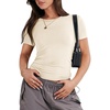 image:imageANRABESS Womens Soft Short Sleeve TShirt Crew Neck Top Slim Fit Basic Tee for Summer Casual Y2k Everyday WearApricot