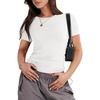 image:imageANRABESS Womens Soft Short Sleeve TShirt Crew Neck Top Slim Fit Basic Tee for Summer Casual Y2k Everyday WearWhite