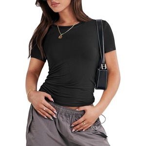 image:imageANRABESS Womens Soft Short Sleeve TShirt Crew Neck Top Slim Fit Basic Tee for Summer Casual Y2k Everyday WearBlack