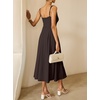 image:imageANRABESS Cocktail Dresses for Women Square Neck A Line Sleeveless Flowy Elegant Formal Wedding Guest Party Maxi Summer DressChocolate