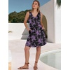 image:imageANRABESS Dresses for Women Beach Vacation Clothes V Neck Sleeveless Loose Flowy ALine Dress Summer Casual Short SundressFloral Black Purple