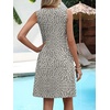image:imageANRABESS Dresses for Women Beach Vacation Clothes V Neck Sleeveless Loose Flowy ALine Dress Summer Casual Short SundressKhaki Polka Dot
