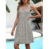 image:imageANRABESS Dresses for Women Beach Vacation Clothes V Neck Sleeveless Loose Flowy ALine Dress Summer Casual Short SundressKhaki Polka Dot