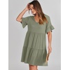 image:imageANRABESS Dresses for Women Summer 2026 V Neck Ruffle Sleeve A Line Tiered Flowy Casual Trendy Mini Beach Dress with PocketsArmy Green