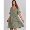 image:imageANRABESS Dresses for Women Summer 2026 V Neck Ruffle Sleeve A Line Tiered Flowy Casual Trendy Mini Beach Dress with PocketsArmy Green