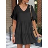 image:imageANRABESS Dresses for Women Summer 2026 V Neck Ruffle Sleeve A Line Tiered Flowy Casual Trendy Mini Beach Dress with PocketsBlack