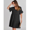 image:imageANRABESS Dresses for Women Summer 2026 V Neck Ruffle Sleeve A Line Tiered Flowy Casual Trendy Mini Beach Dress with PocketsBlack