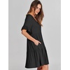 image:imageANRABESS Dresses for Women Summer 2026 V Neck Ruffle Sleeve A Line Tiered Flowy Casual Trendy Mini Beach Dress with PocketsBlack