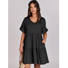 image:imageANRABESS Dresses for Women Summer 2026 V Neck Ruffle Sleeve A Line Tiered Flowy Casual Trendy Mini Beach Dress with PocketsBlack