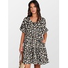 image:imageANRABESS Dresses for Women Summer 2026 V Neck Ruffle Sleeve A Line Tiered Flowy Casual Trendy Mini Beach Dress with PocketsBlack White Floral
