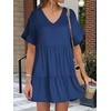 image:imageANRABESS Dresses for Women Summer 2026 V Neck Ruffle Sleeve A Line Tiered Flowy Casual Trendy Mini Beach Dress with PocketsBlue